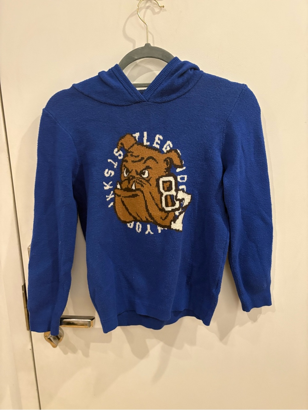IKKS Blue Hooded Bulldog Graphic Sweater size 10A (child)